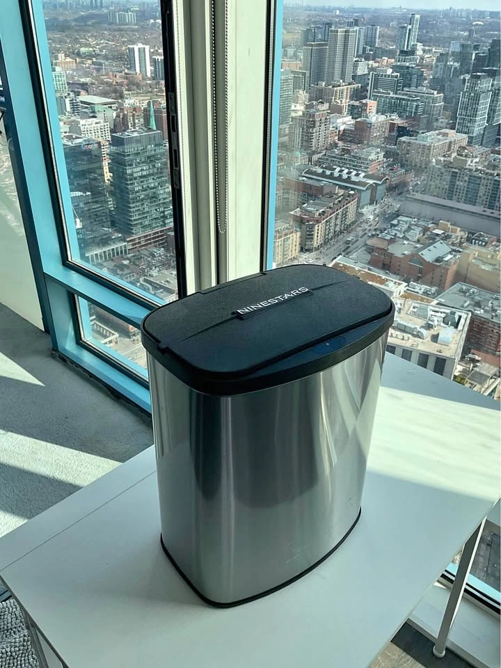 NINESTARS Motion Sensor Stainless Steel Trash Can