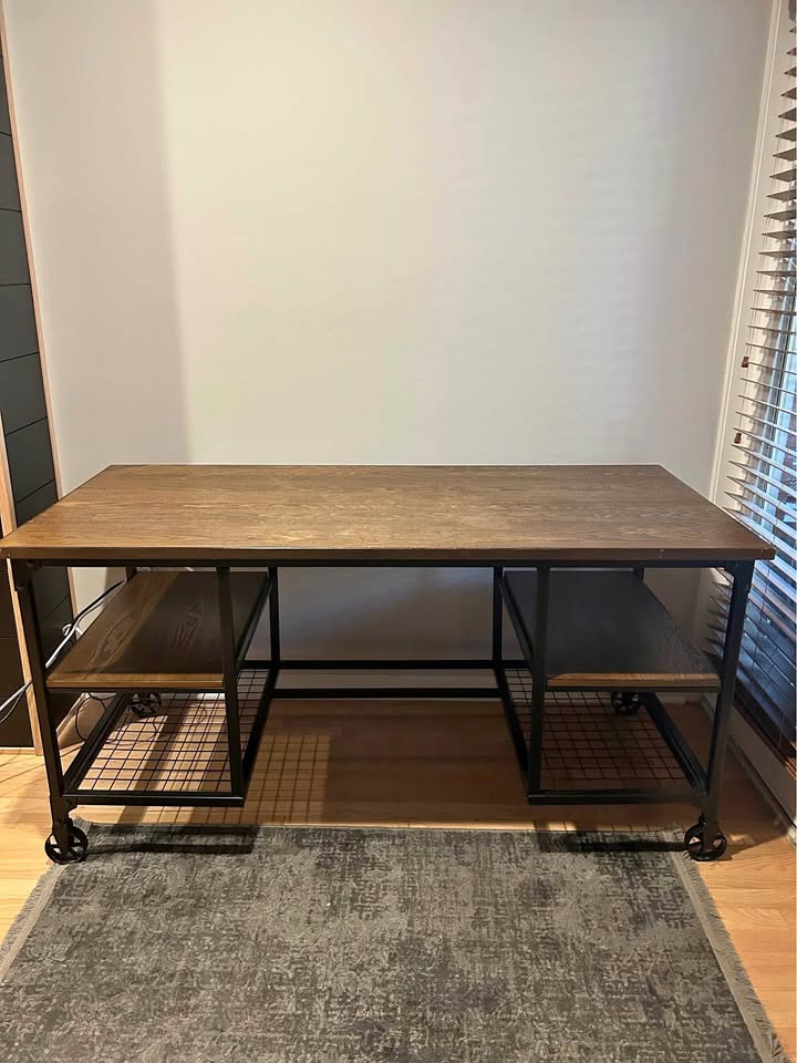Black Wood & Metal Desk