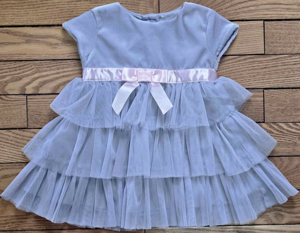 6M Grey Dress with Pink Bow