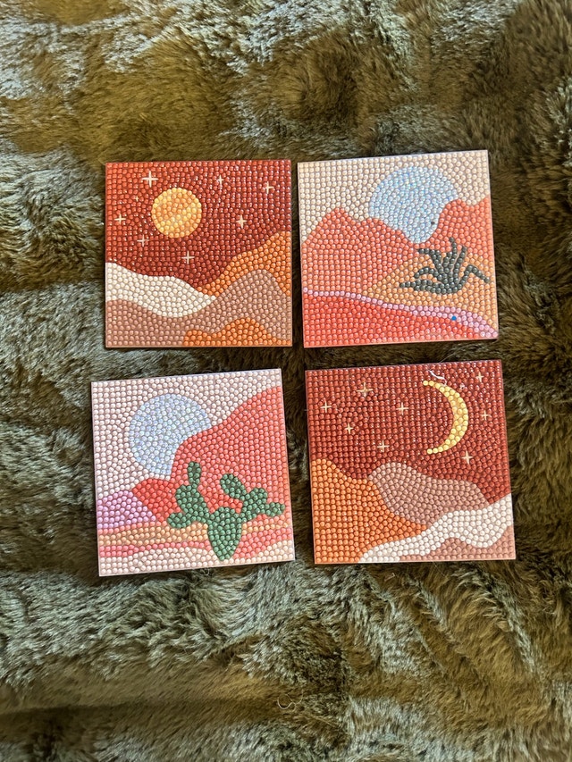 Set of 4 Diamond Art Coasters