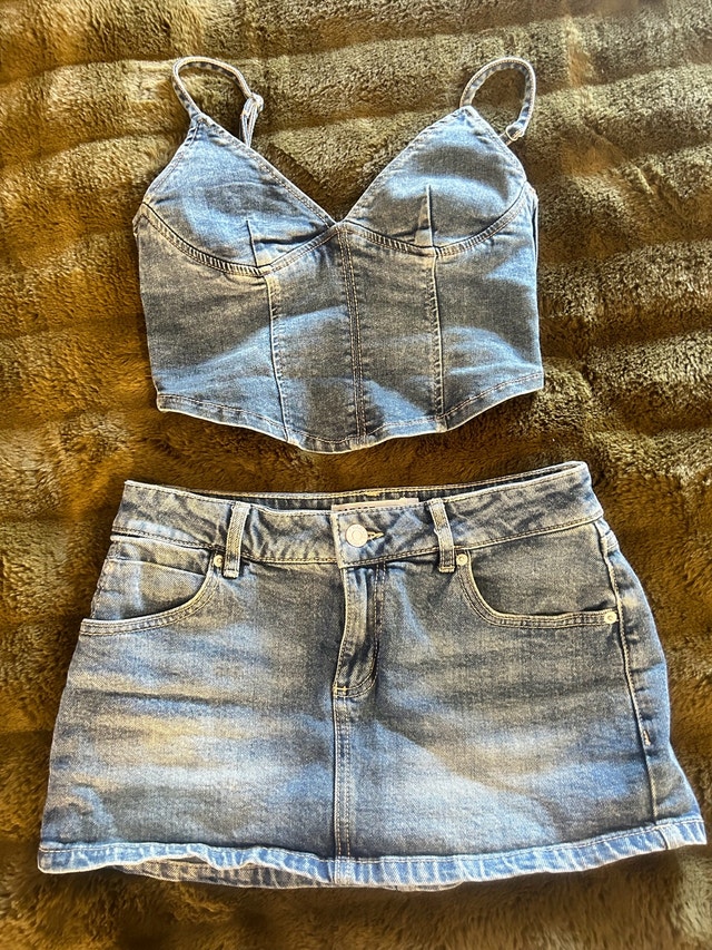 Garage Jean Skirt and Top Set