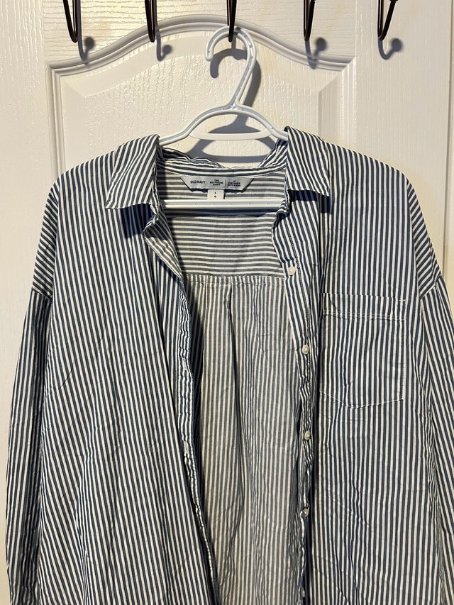 Women's size large striped button up