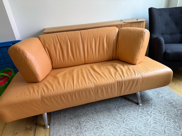 Orange leather sofa - photo 2