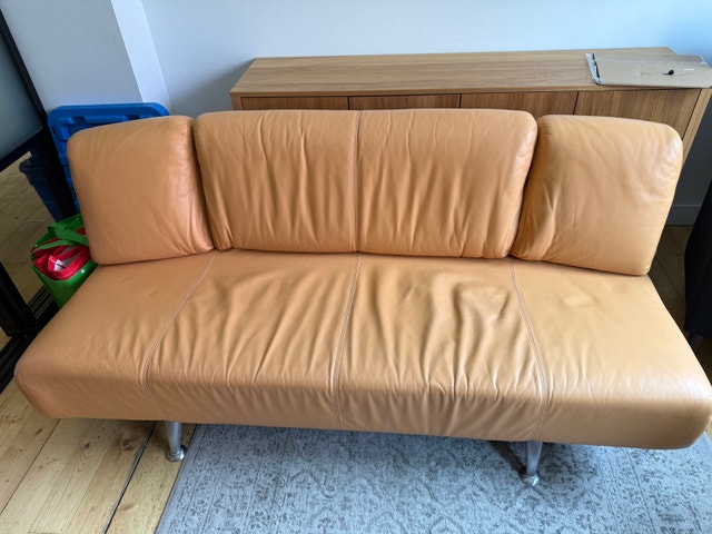Orange leather sofa - photo 3