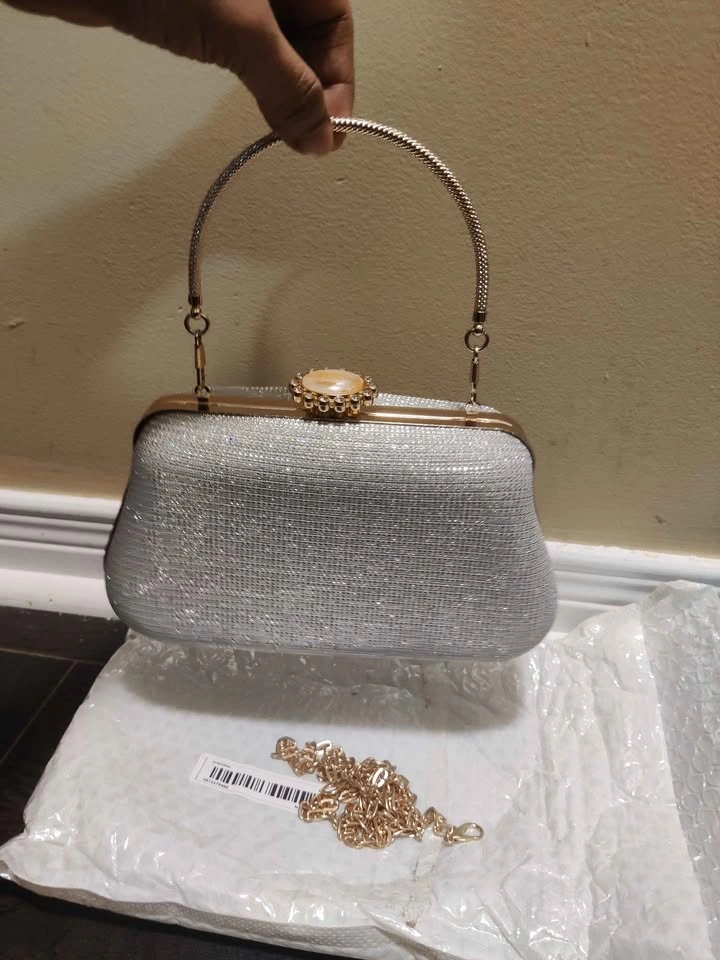 Brand new silver glitter evening party bag for women ( price is - photo 2