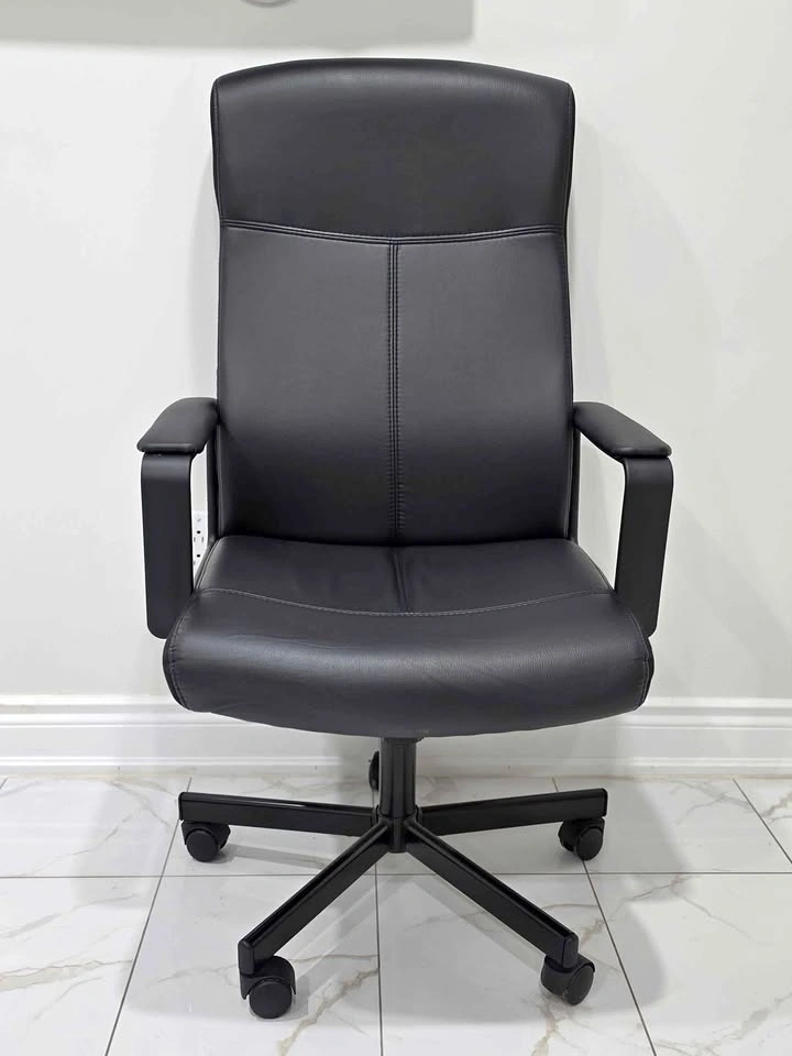IKEA MILLBERGET Swivel Office Chair (Black Leather) – Like New