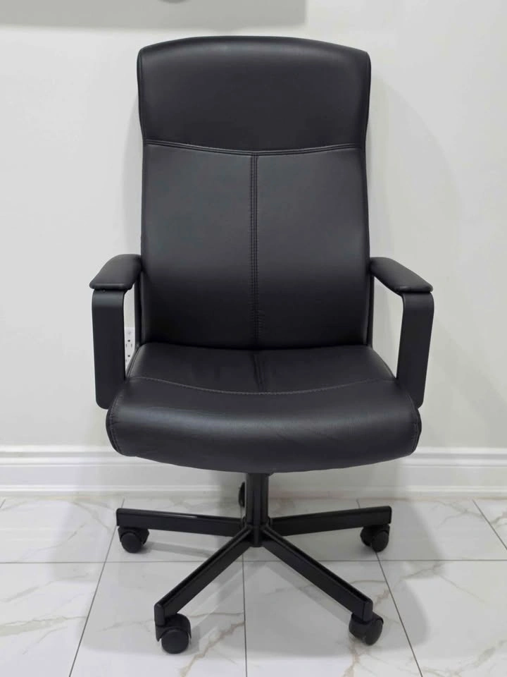 IKEA MILLBERGET Swivel Office Chair (Black Leather) – Like New - photo 2