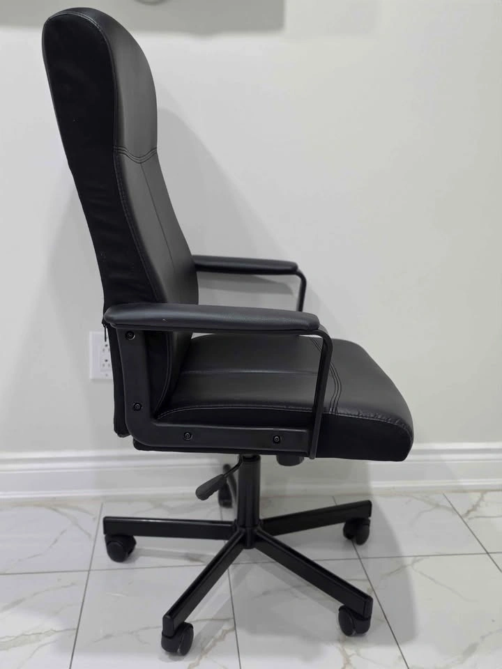 IKEA MILLBERGET Swivel Office Chair (Black Leather) – Like New - photo 3