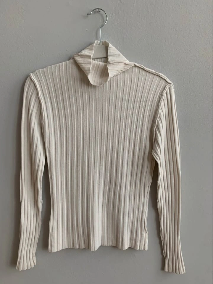 Cream turtle neck long sleeve top - photo 2