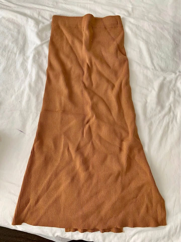 High Waisted Midi Skirt with Slits