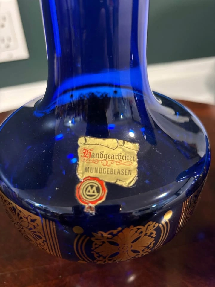 Vintage German Cobalt Blue Glass Vases - photo 2