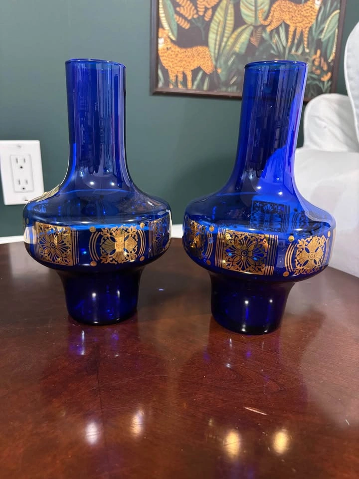 Vintage German Cobalt Blue Glass Vases - photo 3