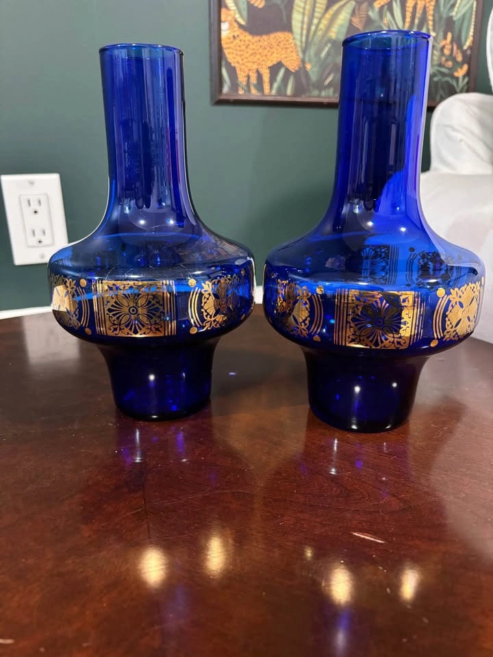 Vintage German Cobalt Blue Glass Vases - photo 4