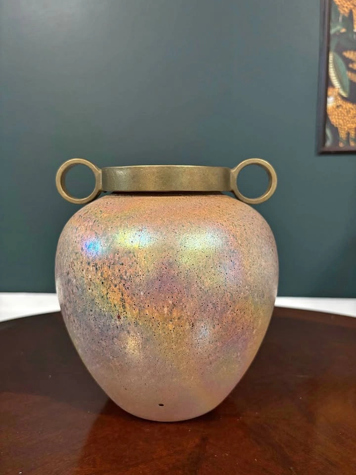 Pink Iridescent Glass Vase
