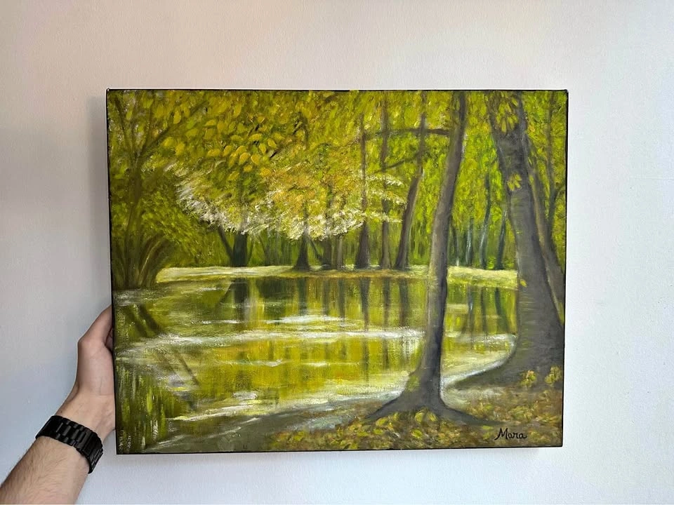 Original Oil Painting: "Serenidade Esmeralda" by Mara (50x40cm)