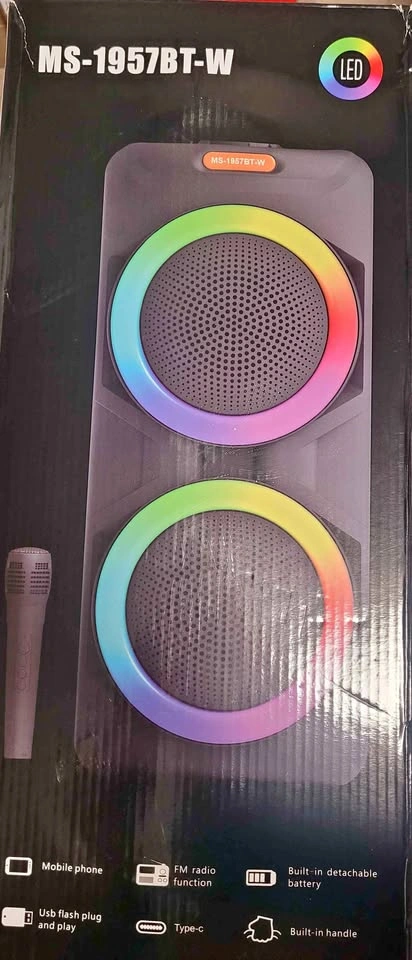 Mobile Multimedia Speaker MS-1957BT-W LED Wireless Mic