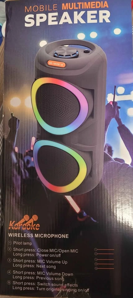 Mobile Multimedia Speaker MS-1957BT-W LED Wireless Mic - photo 2