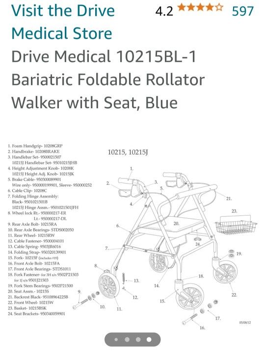 Extra Wide Seat Rollator By Drive - photo 3