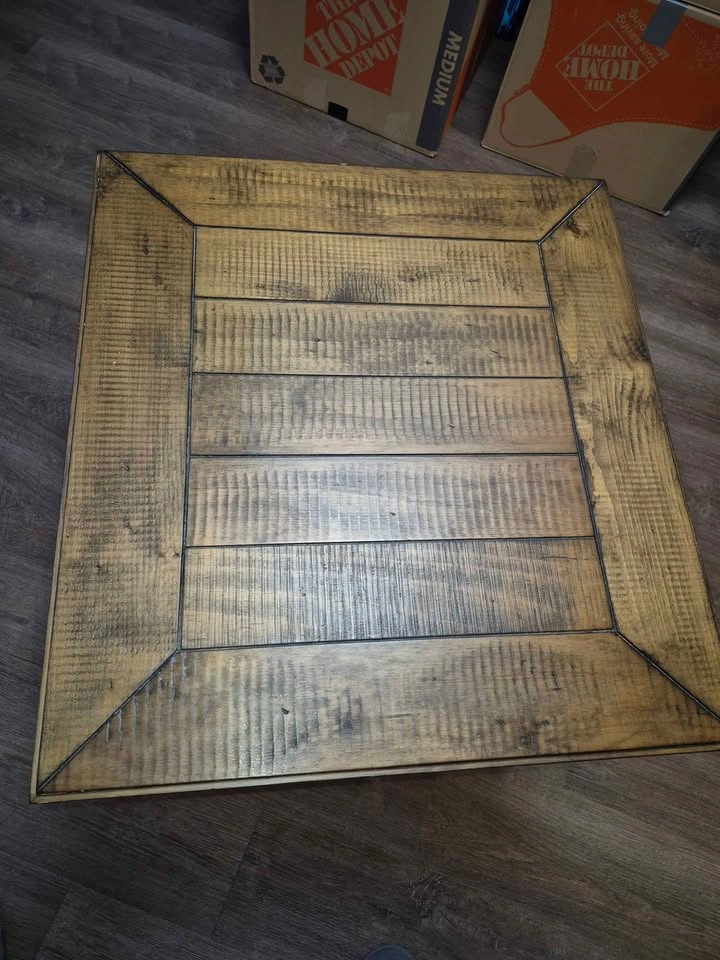 Industrial Side Table – Solid Wood Top & Metal Base - photo 4