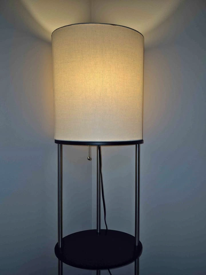 Modern 3-Tier Shelf Floor Lamp – Black & Cream