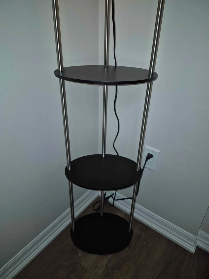 Modern 3-Tier Shelf Floor Lamp – Black & Cream - photo 2
