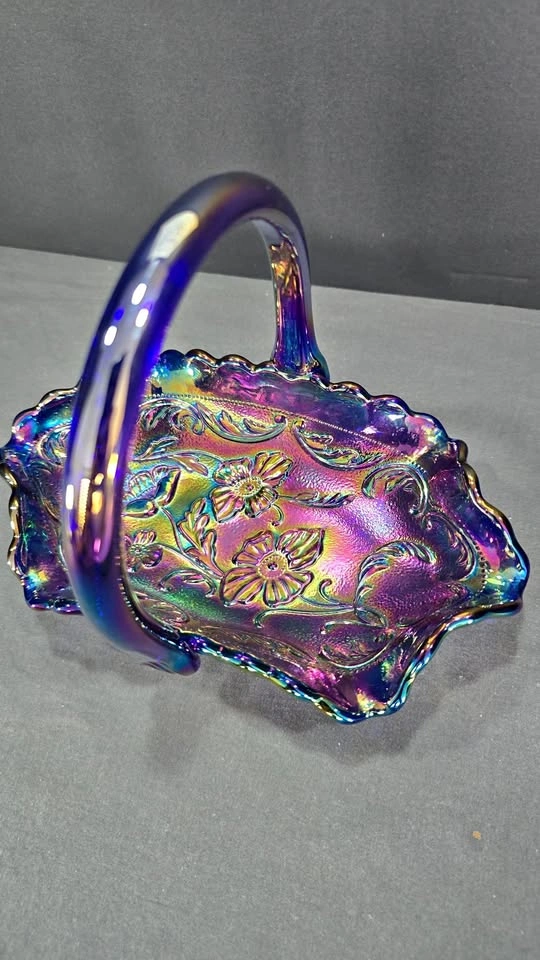 Amethyst Carnival Glass Basket by Fenton