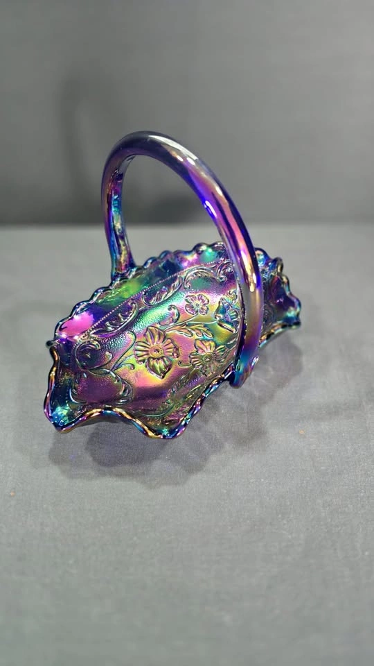 Amethyst Carnival Glass Basket by Fenton - photo 2