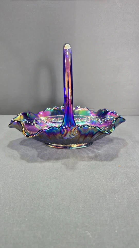 Amethyst Carnival Glass Basket by Fenton - photo 3