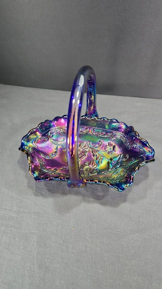 Amethyst Carnival Glass Basket by Fenton - photo 4