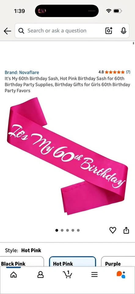60th Birthday Sash