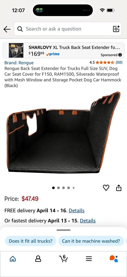 Truck/Large SUV Car Seat Cover - Dog Hammock