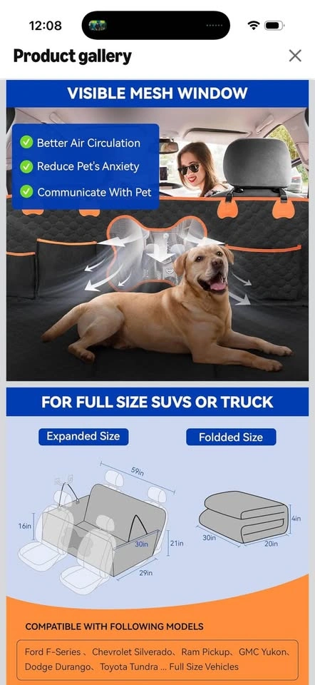 Truck/Large SUV Car Seat Cover - Dog Hammock - photo 4