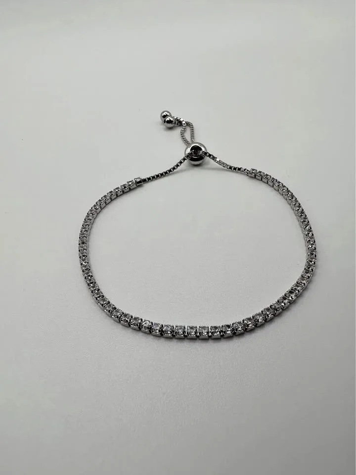 925 Silver Tennis bracelet adjustable style for ladies thumbnail