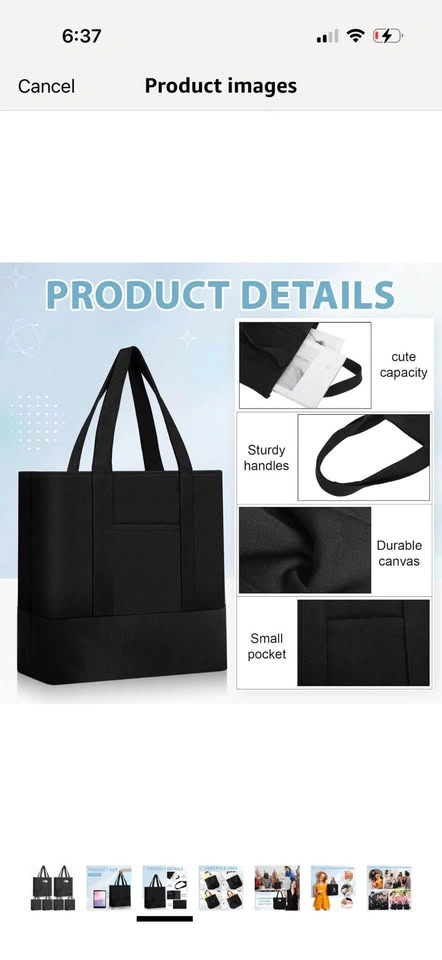 6pc Canvas Tote Bags (Sublimation Friendly) - photo 3