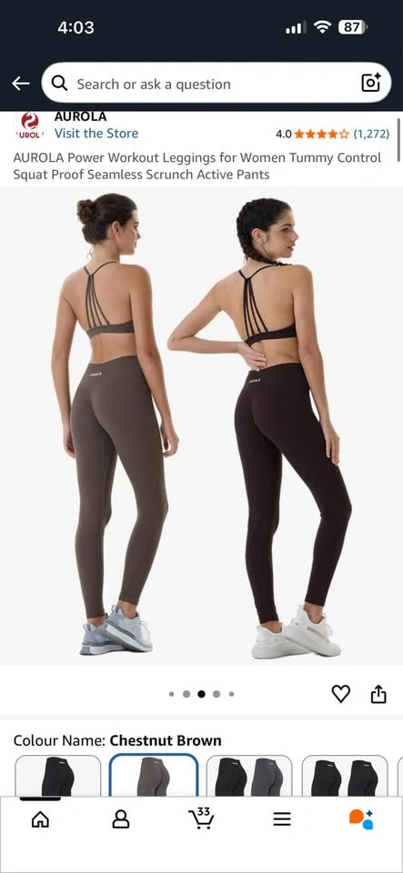 AUROLA Power Workout Leggings Chestnut Brown S/M - photo 3