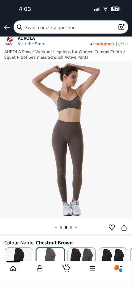 AUROLA Power Workout Leggings Chestnut Brown S/M - photo 5