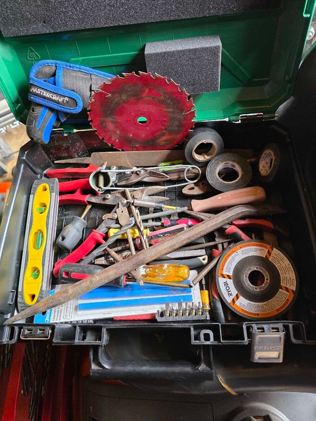 Tool Lot - Pliers, Screwdrivers, Drill Bits, Tape, Level & More