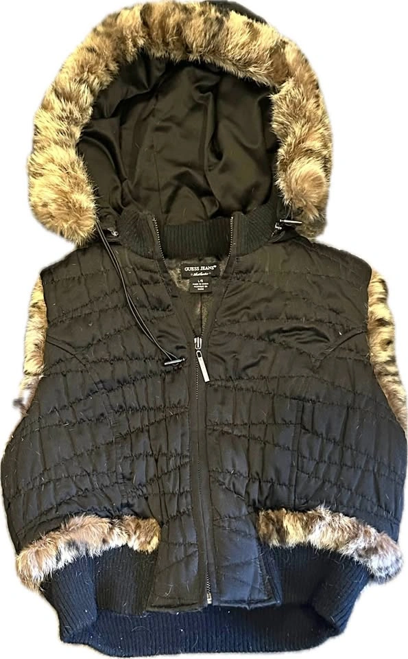 Guess Hooded Puffer Vest in Black