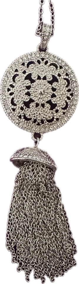 Silver-tone Lucky Brand Medallion Tassel Necklace - photo 4