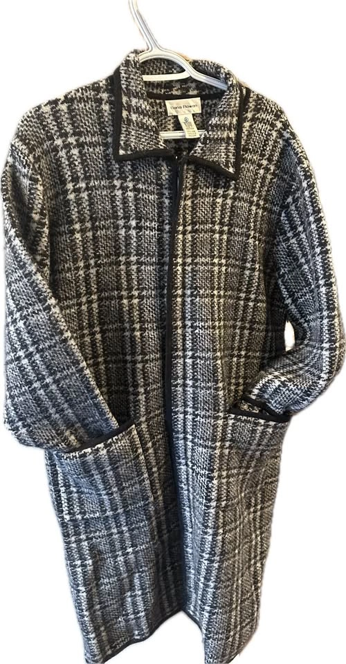 Vintage Rena Rowan Wool Sweater Coat XL Plaid - photo 2