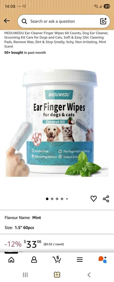 Ear Finger Wipes for Dogs