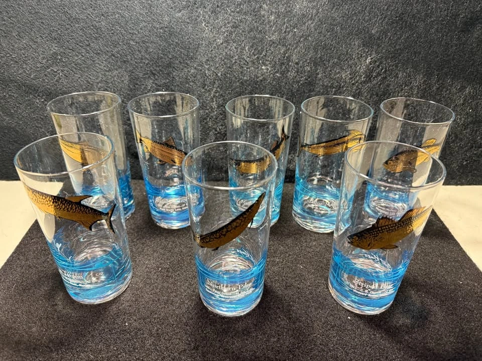 Vintage 1950s Sport Kings Fish World Records Glasses Set - photo 2