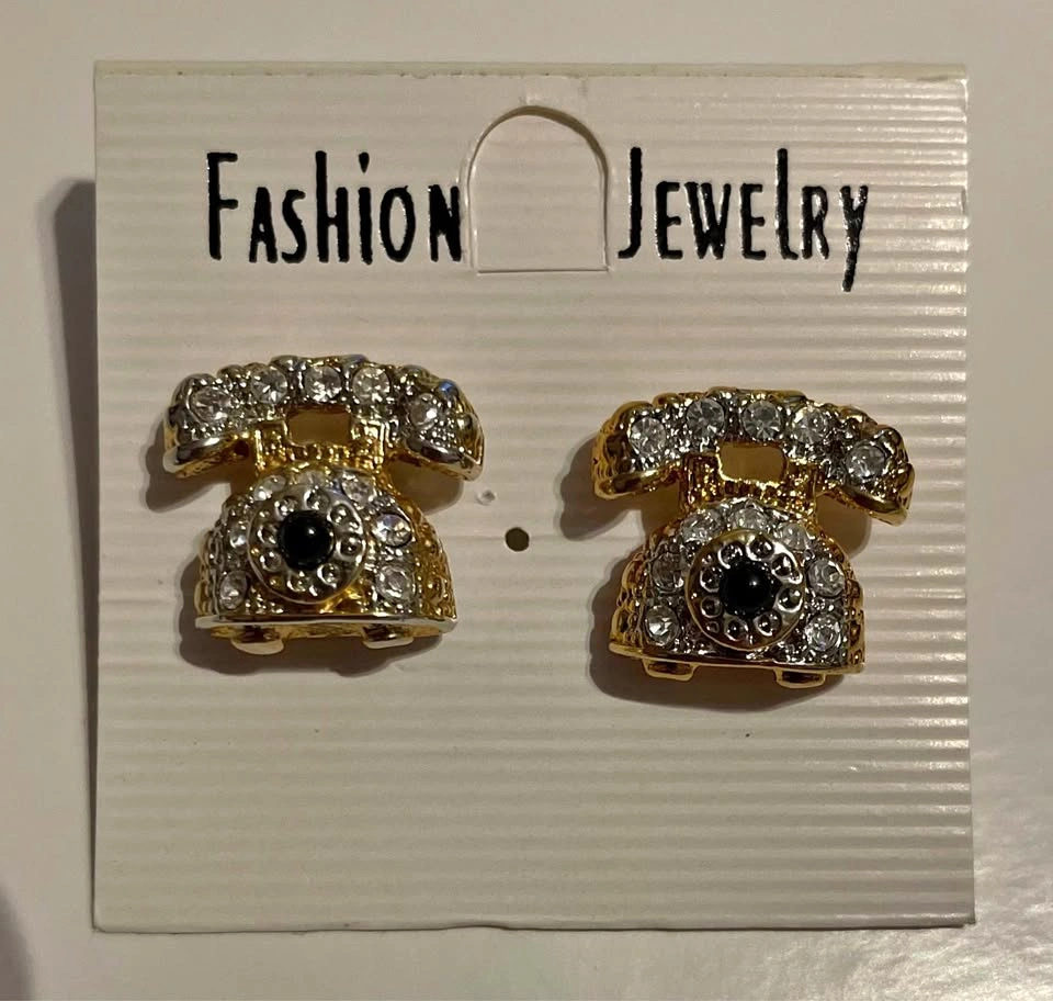 Vintage Style Telephone Rhinestone Earrings