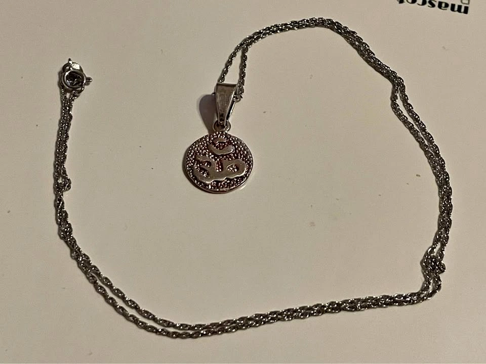 Silver Om Symbol Pendant Necklace