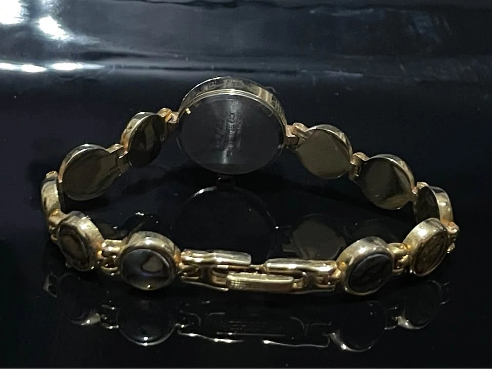 Vintage Gold-Tone Abalone Shell Bracelet Watch - photo 3