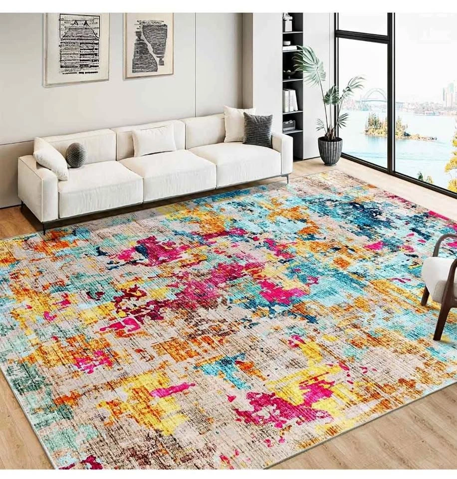 6x9ft Area Rug - Multi-Color Neutral Modern Abstract