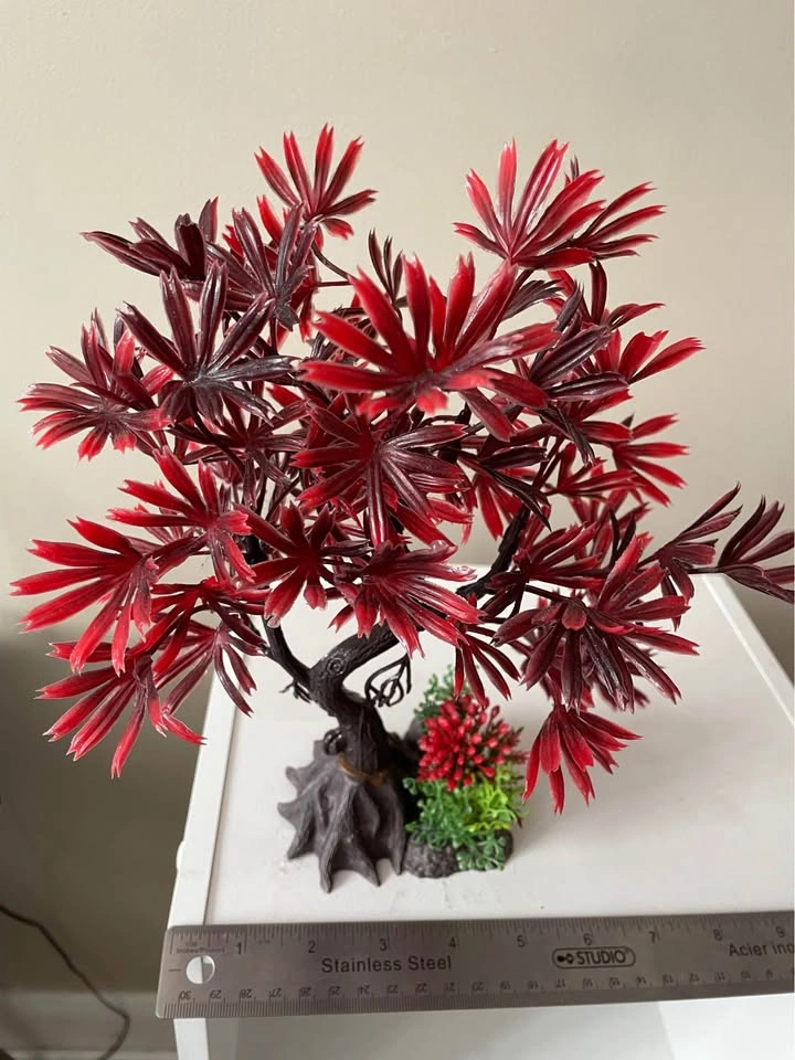 AQUA-FIT Red Japanese Maple Bonsai Plastic Plant 11" - photo 2