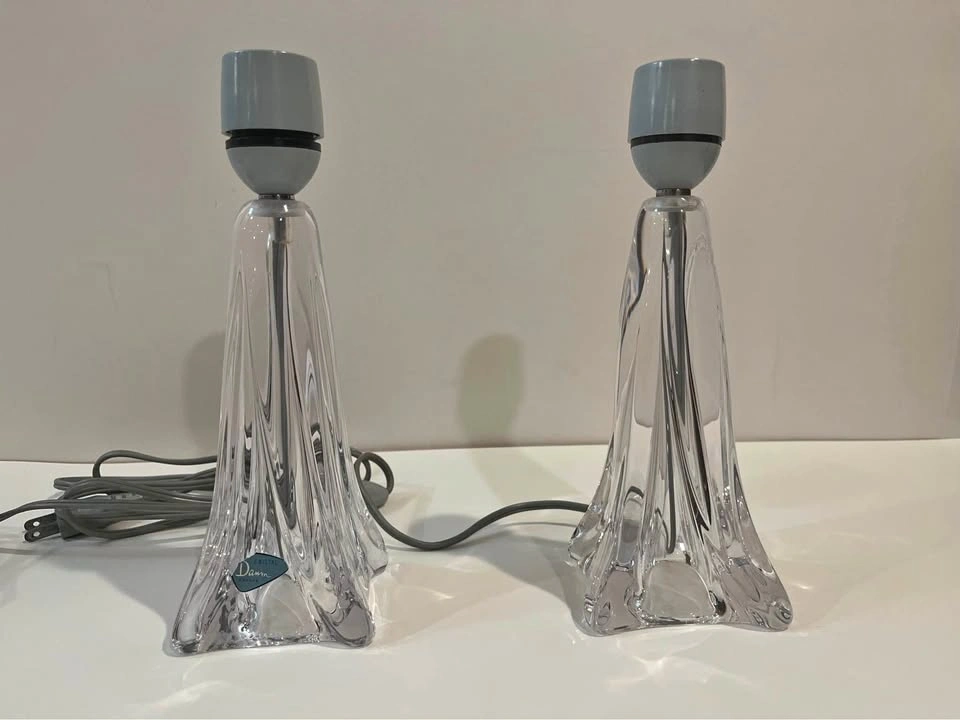 Daum Crystal Lamps Pair - Vintage French