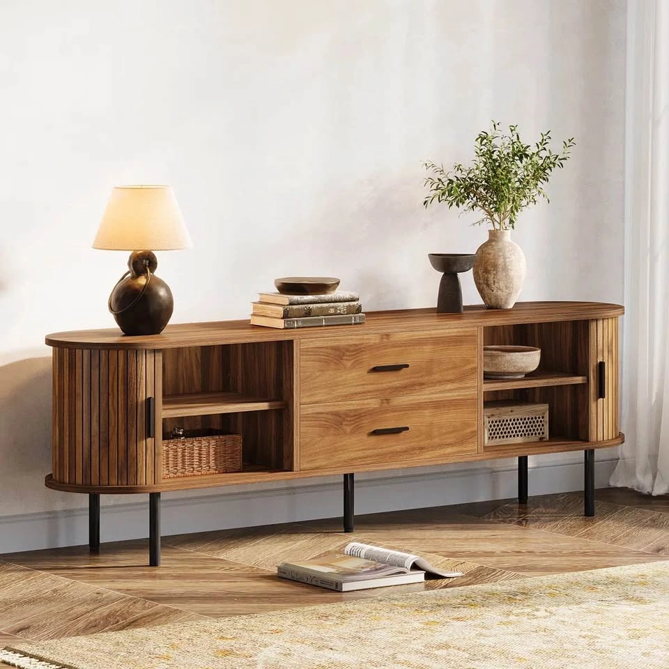 New in Box 70" Mid-Century Modern Low Console Cabinet - photo 3