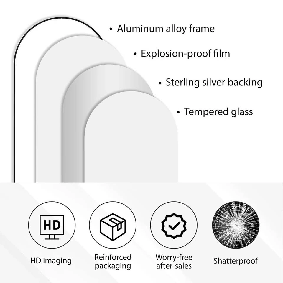 Arched Full-Length Mirror, Aluminum Alloy Frame - photo 4